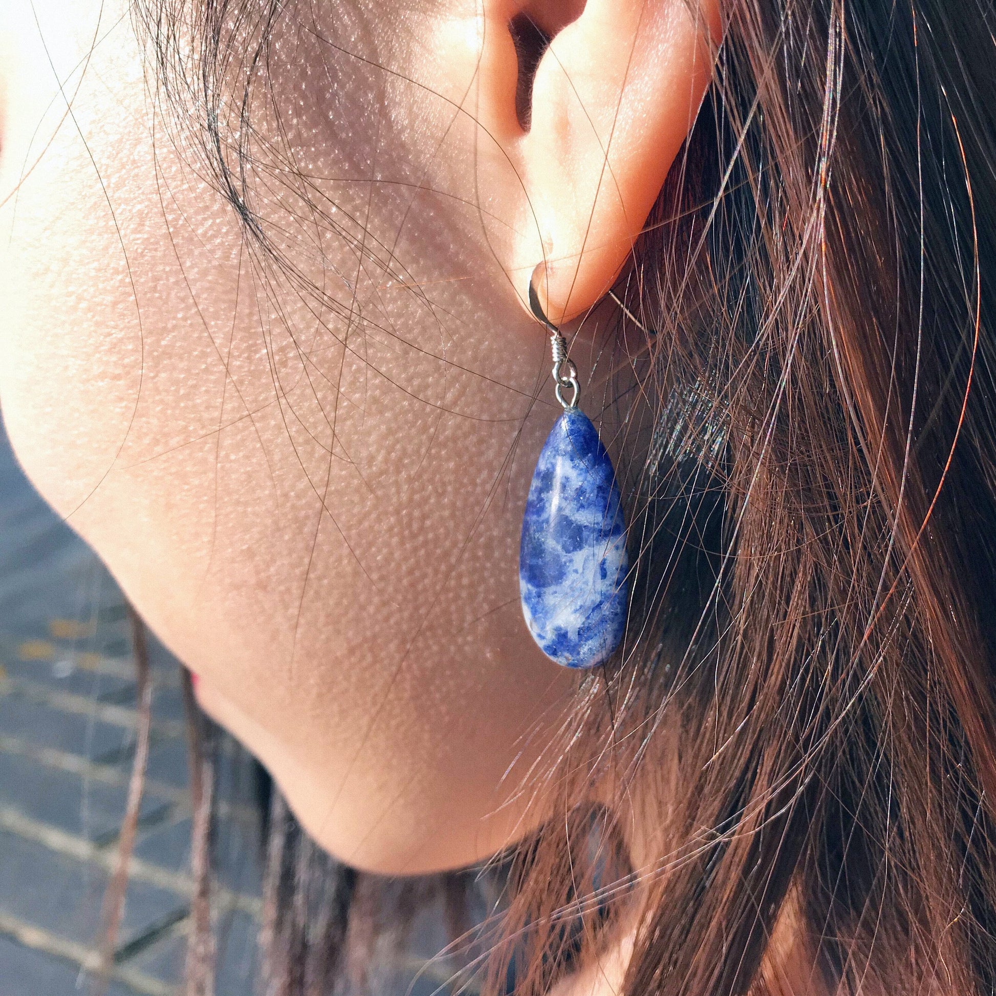 Sodalite Drop Earrings, Sterling Silver Earrings, Sodalite Gemstone | by nlanlaVictory-7