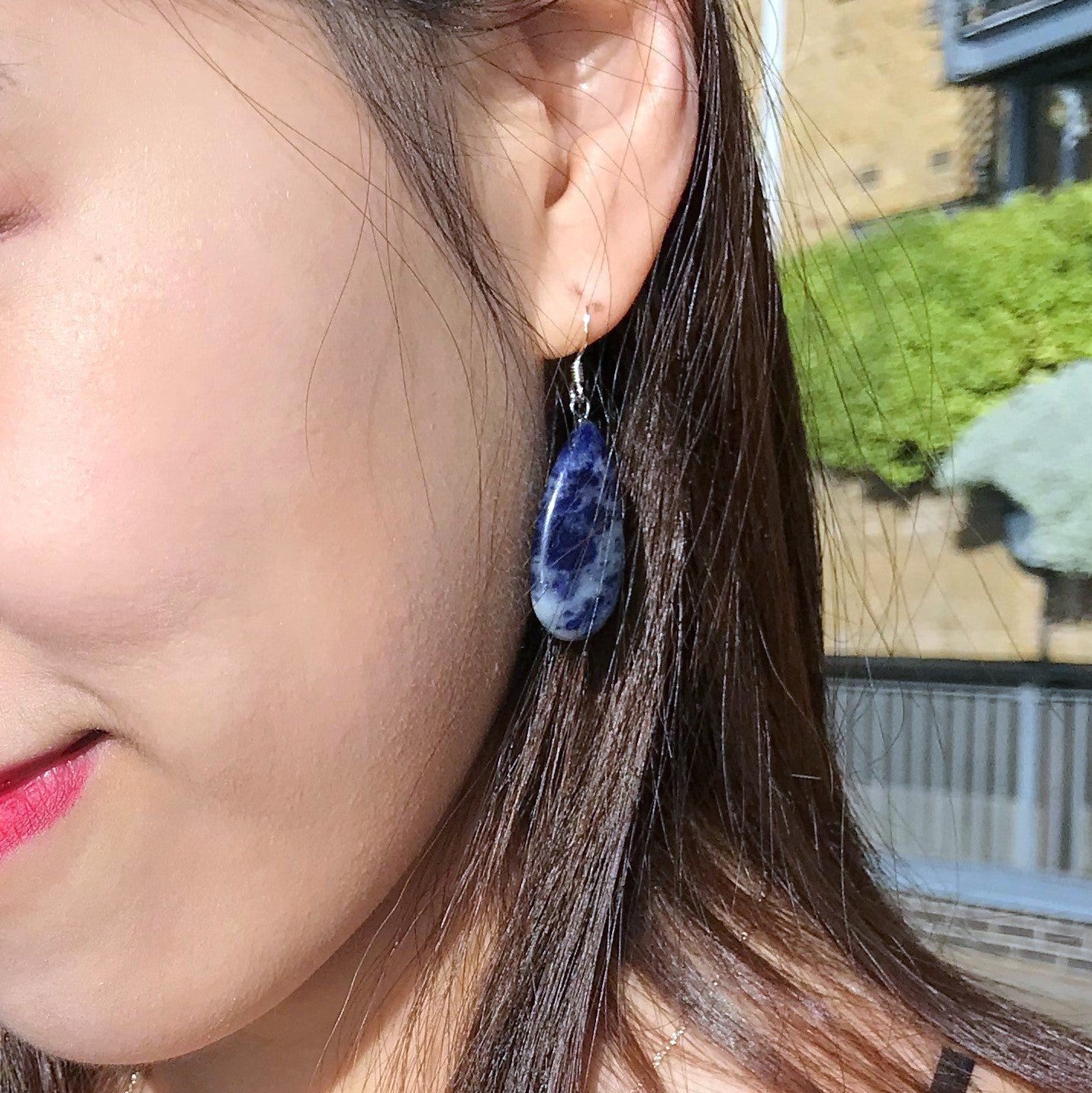 Sodalite Drop Earrings, Sterling Silver Earrings, Sodalite Gemstone | by nlanlaVictory-3