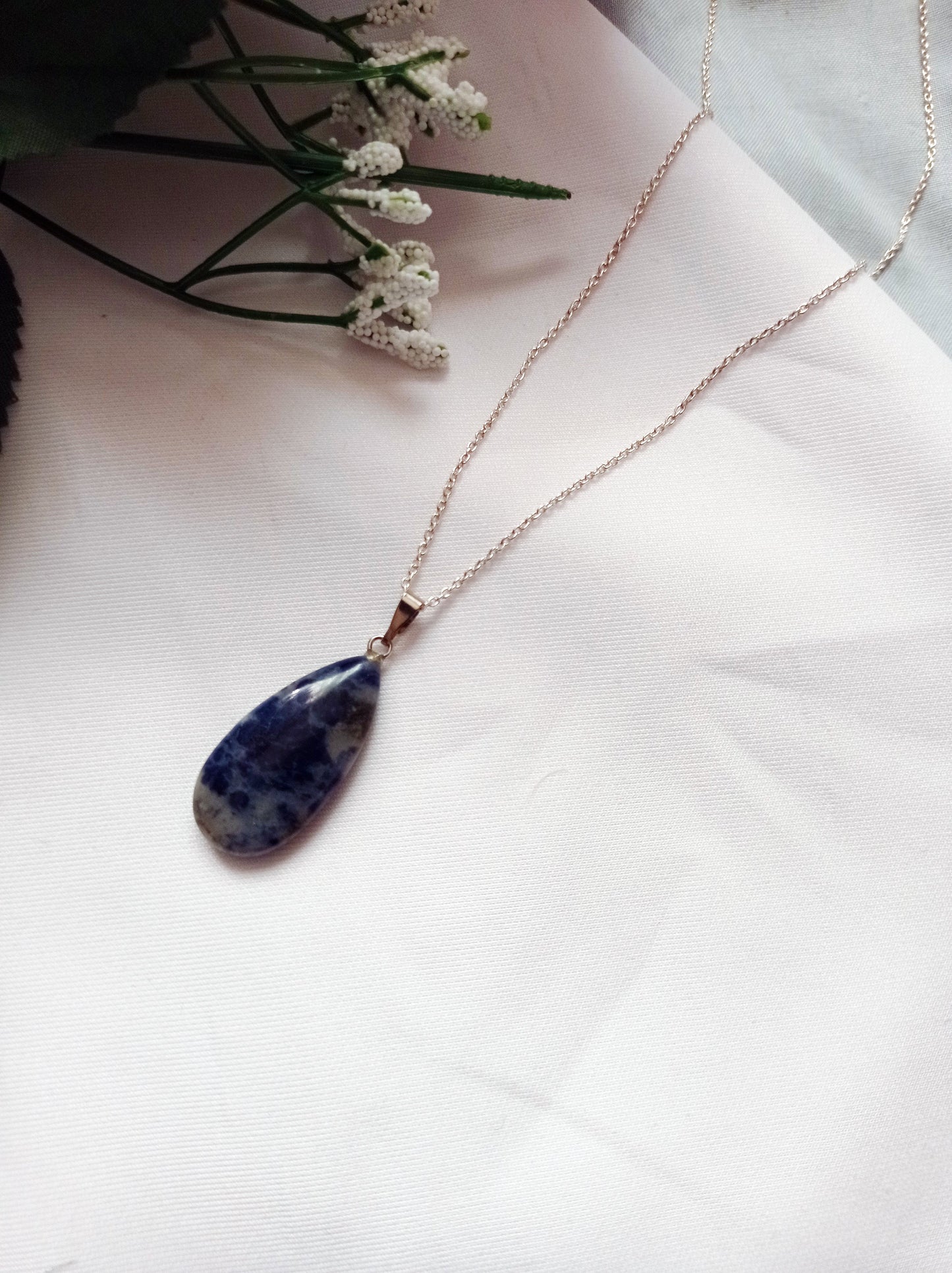 Sodalite Sterling Silver Necklace, Sodalite Pendant Necklace, Gemstone Necklace | by nlanlaVictory-2