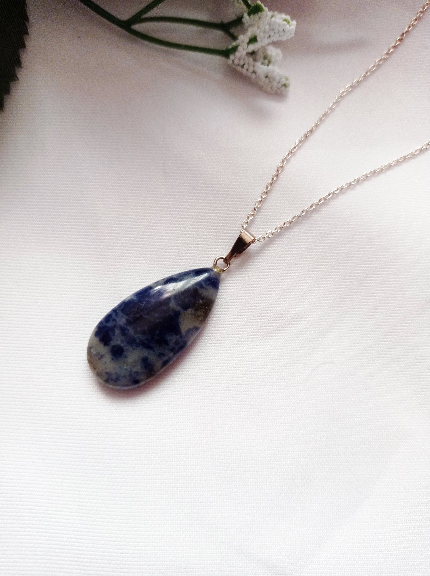 Sodalite Sterling Silver Necklace, Sodalite Pendant Necklace, Gemstone Necklace | by nlanlaVictory-9