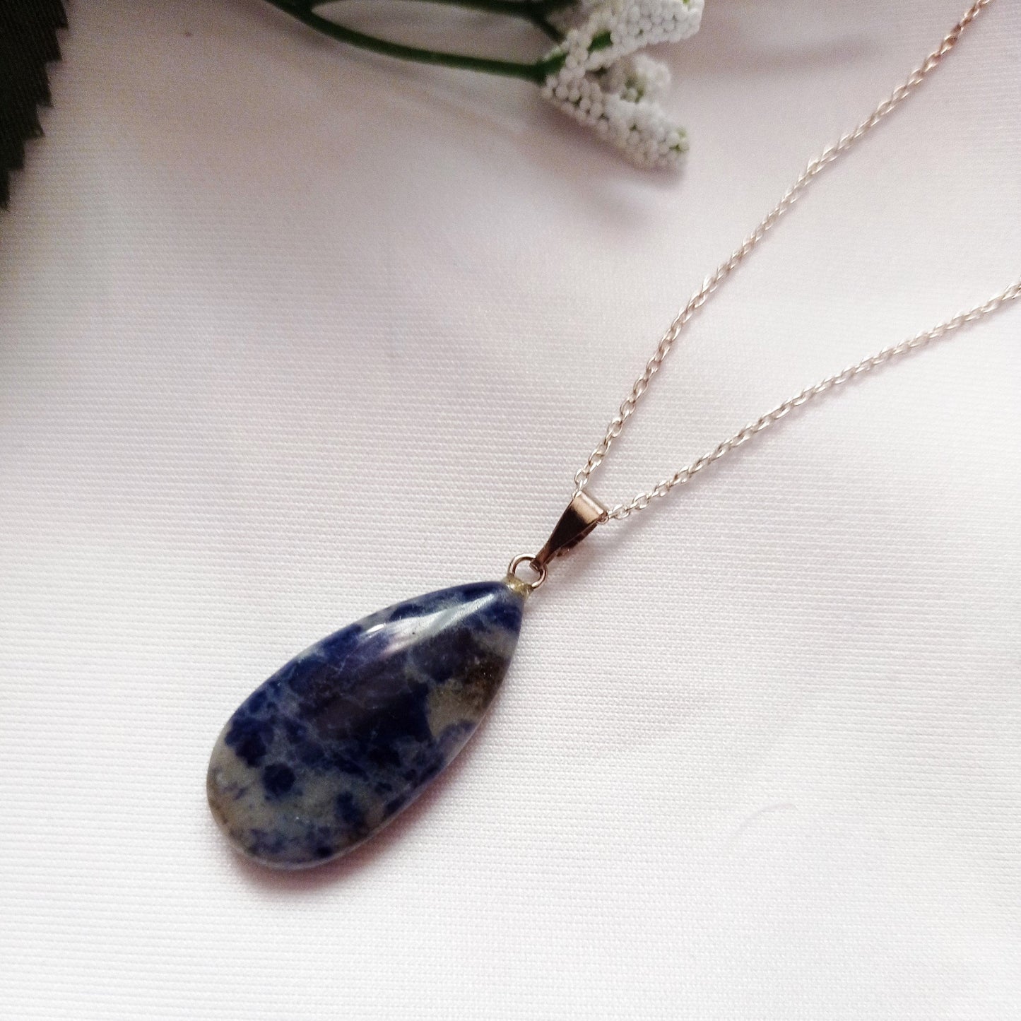 Sodalite Sterling Silver Necklace, Sodalite Pendant Necklace, Gemstone Necklace | by nlanlaVictory-3