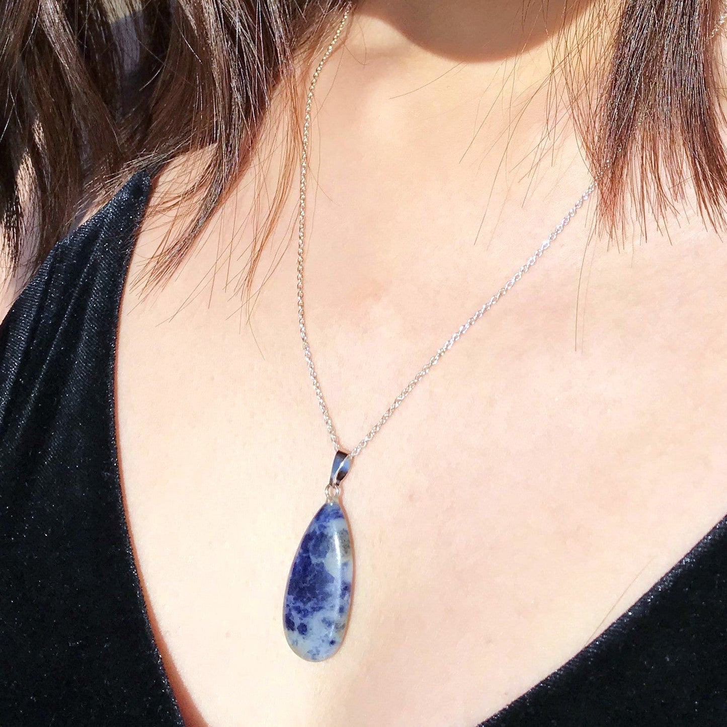 Sodalite Sterling Silver Necklace, Sodalite Pendant Necklace, Gemstone Necklace | by nlanlaVictory-8