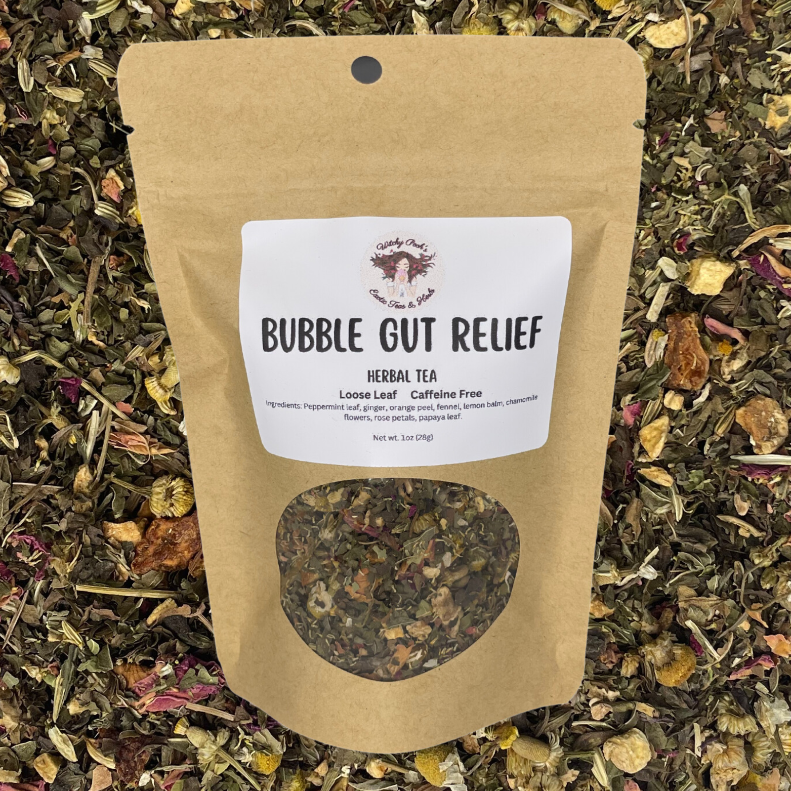 Witchy Pooh's Bubble Gut Relief Loose Leaf Herbal Functional Tea, Caffeine Free, For Digestive Issues-0