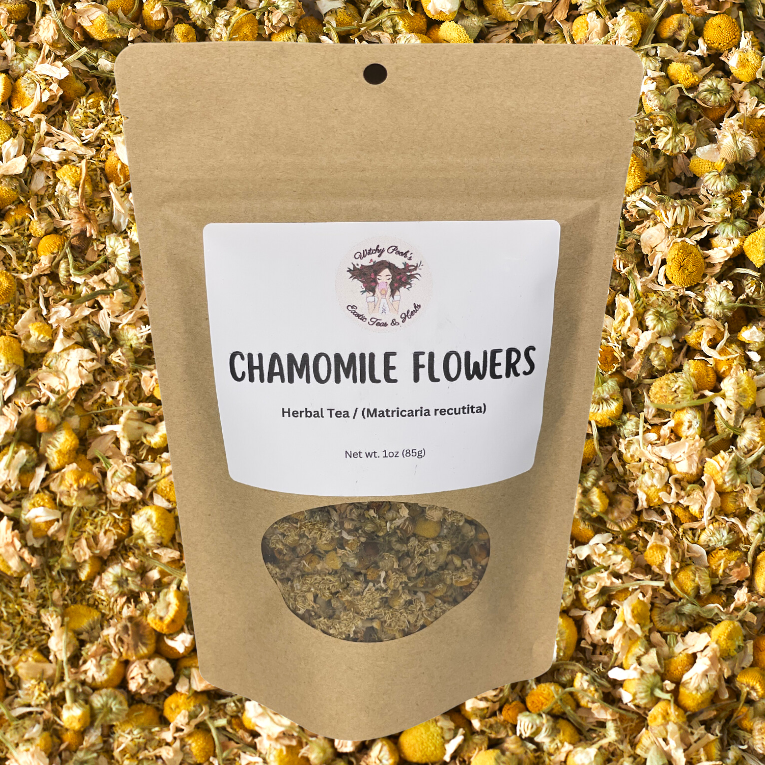 Witchy Pooh's Chamomile Flowers Loose Leaf Herbal Tea, Caffeine Free, For Stress Relief and Sleep Aid-0