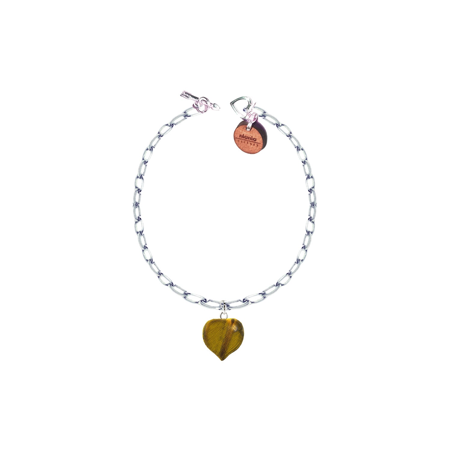 Tiger Eye Bracelet, Sterling Silver Heart Bracelet, Heart Charm Bracelet | by nlanlaVictory-0