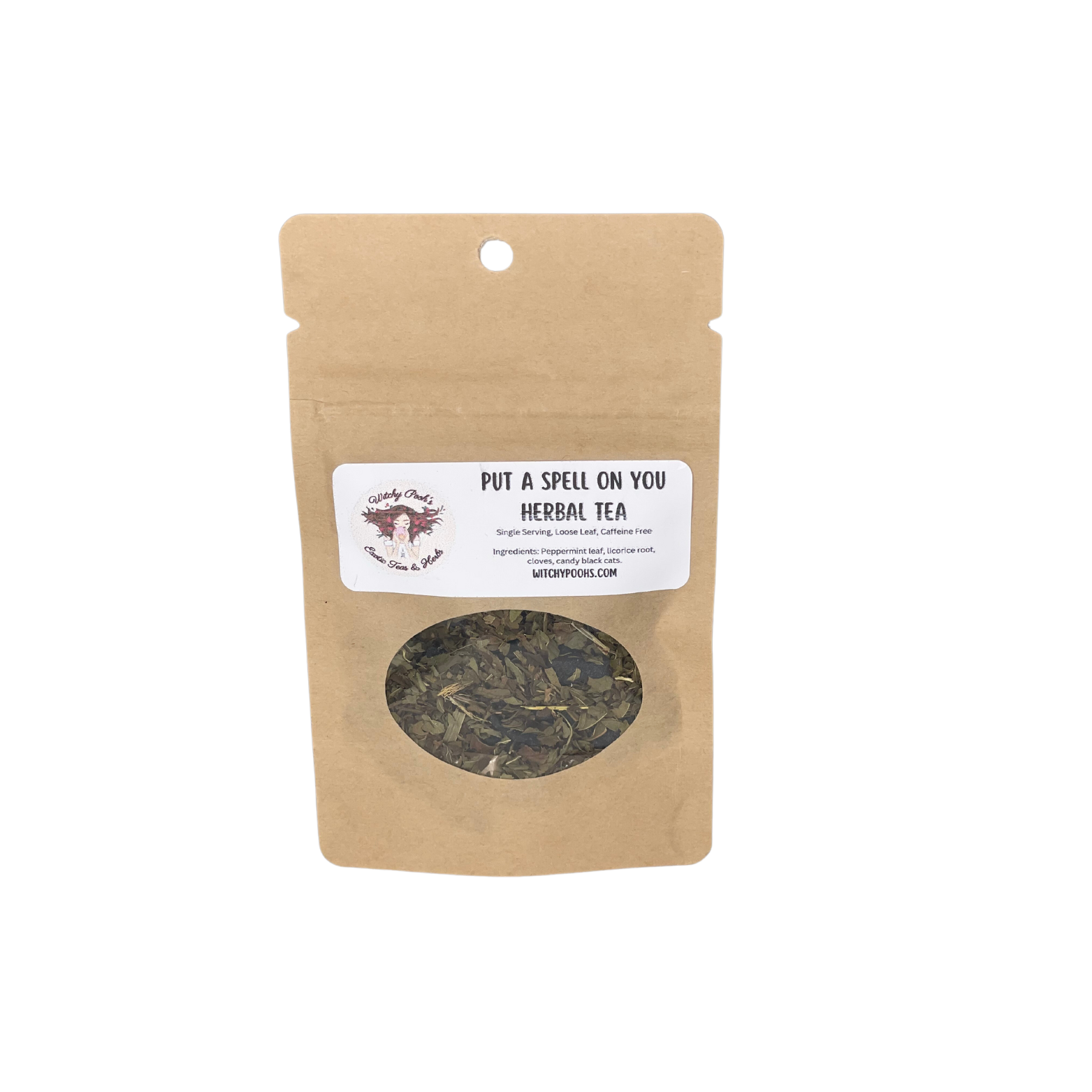 Witchy Pooh's Put A Spell On You Loose Leaf Licorice Peppermint Herbal Tea with Candy Black Cats, Caffeine Free-14