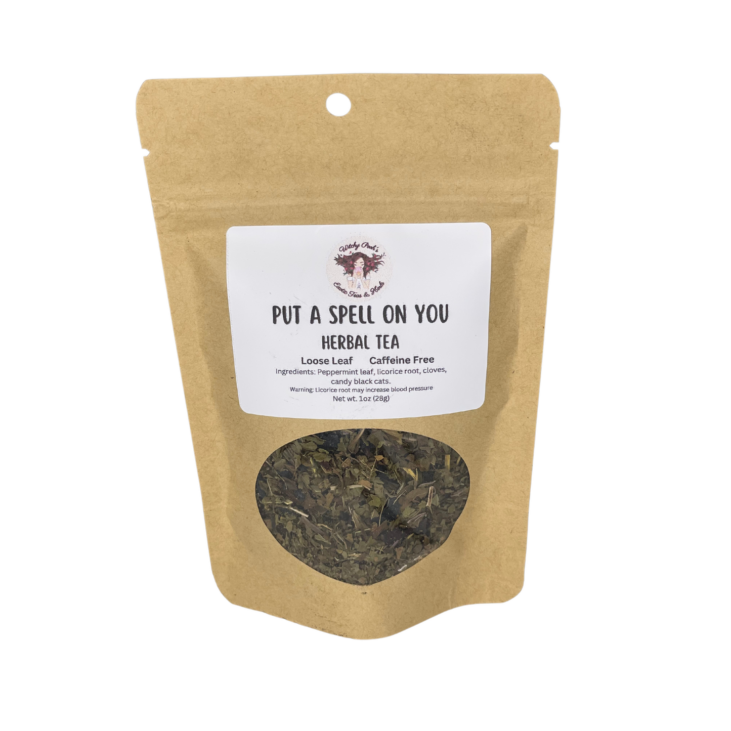 Witchy Pooh's Put A Spell On You Loose Leaf Licorice Peppermint Herbal Tea with Candy Black Cats, Caffeine Free-3