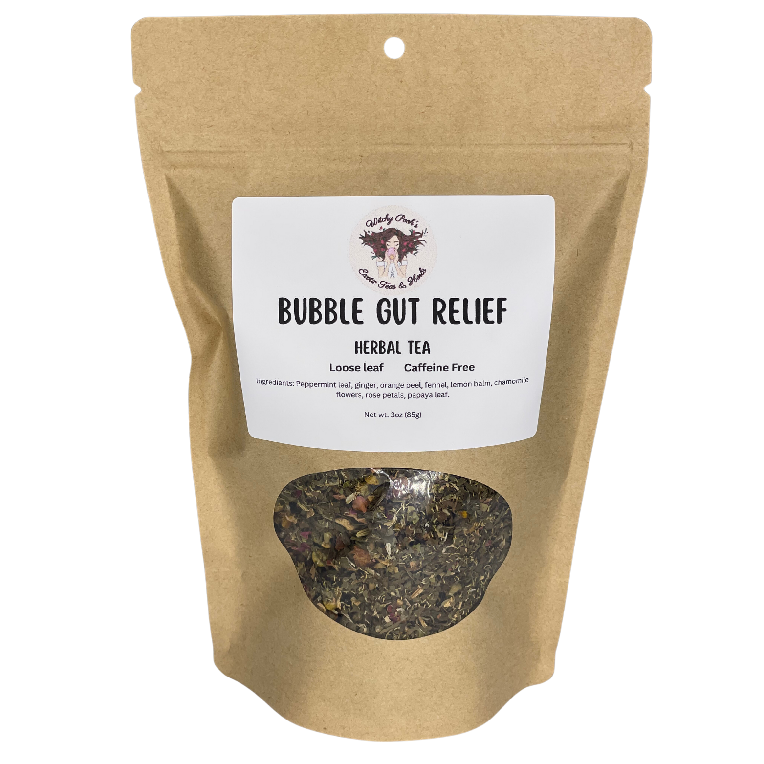 Witchy Pooh's Bubble Gut Relief Loose Leaf Herbal Functional Tea, Caffeine Free, For Digestive Issues-8