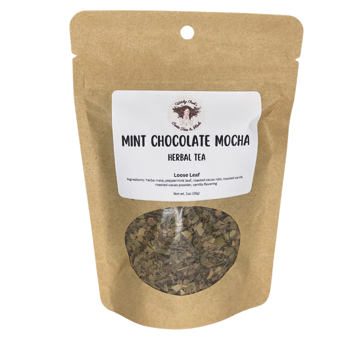Witchy Pooh's Mint Chocolate Mocha Loose Leaf Yerba Mate Herbal Dessert Tea, Caffeine Free, Energy Drink-3