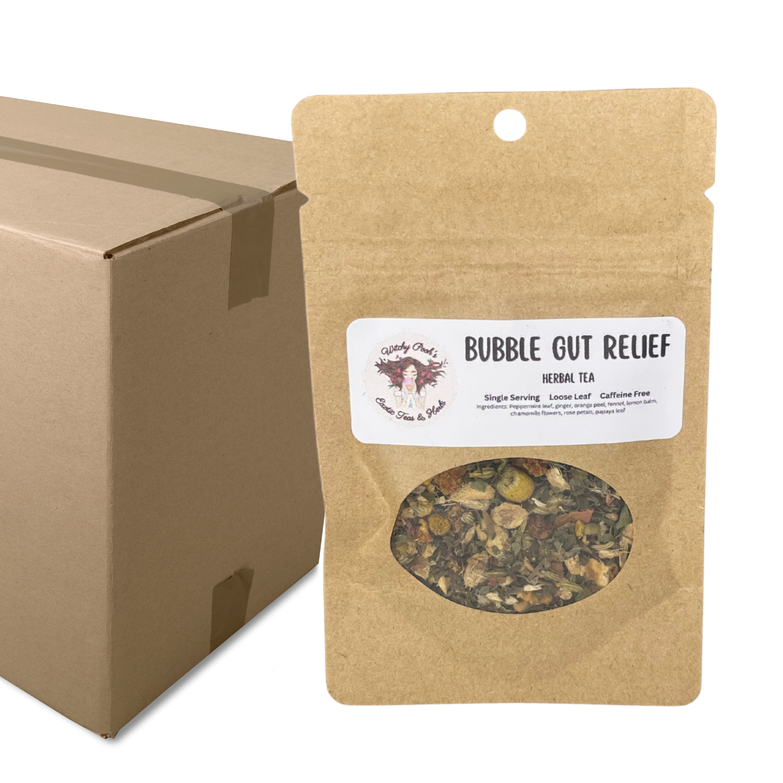Witchy Pooh's Bubble Gut Relief Loose Leaf Herbal Functional Tea, Caffeine Free, For Digestive Issues-17