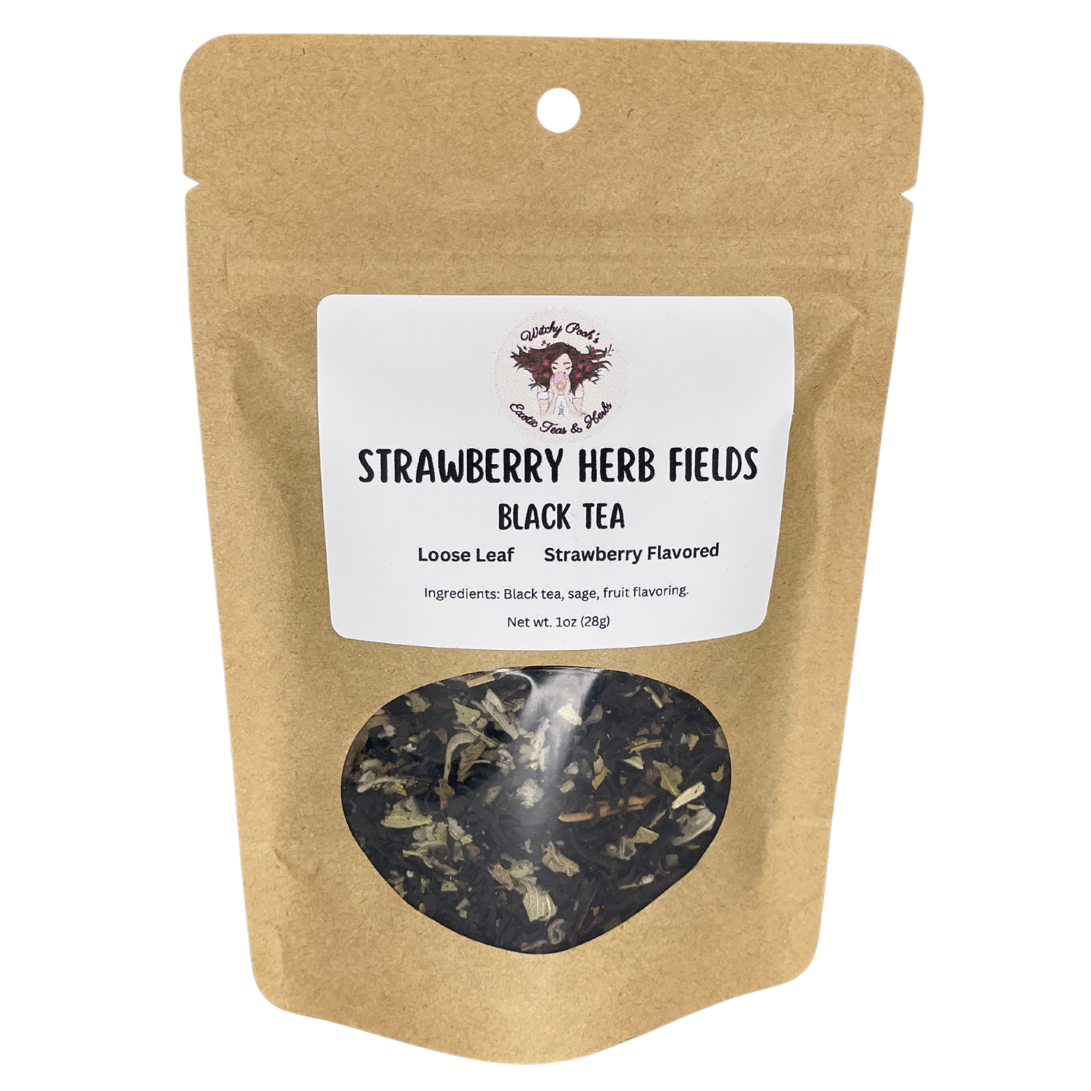 Witchy Pooh's Strawberry Herb Fields Strawberry Flavored Black Loose Leaf Tea with Sage Leaf-3