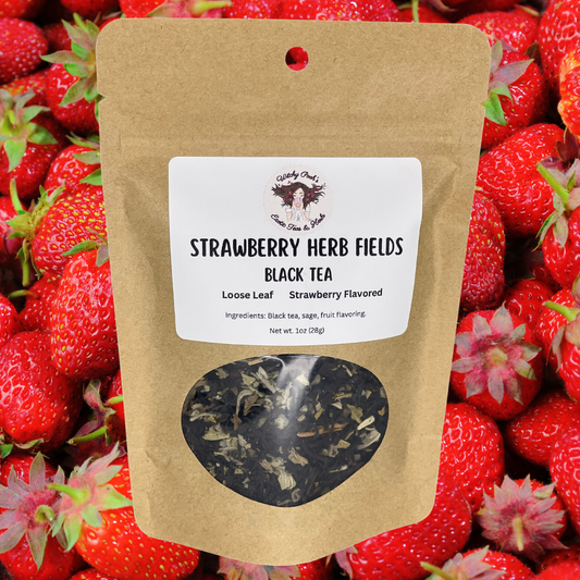Witchy Pooh's Strawberry Herb Fields Strawberry Flavored Black Loose Leaf Tea with Sage Leaf-0
