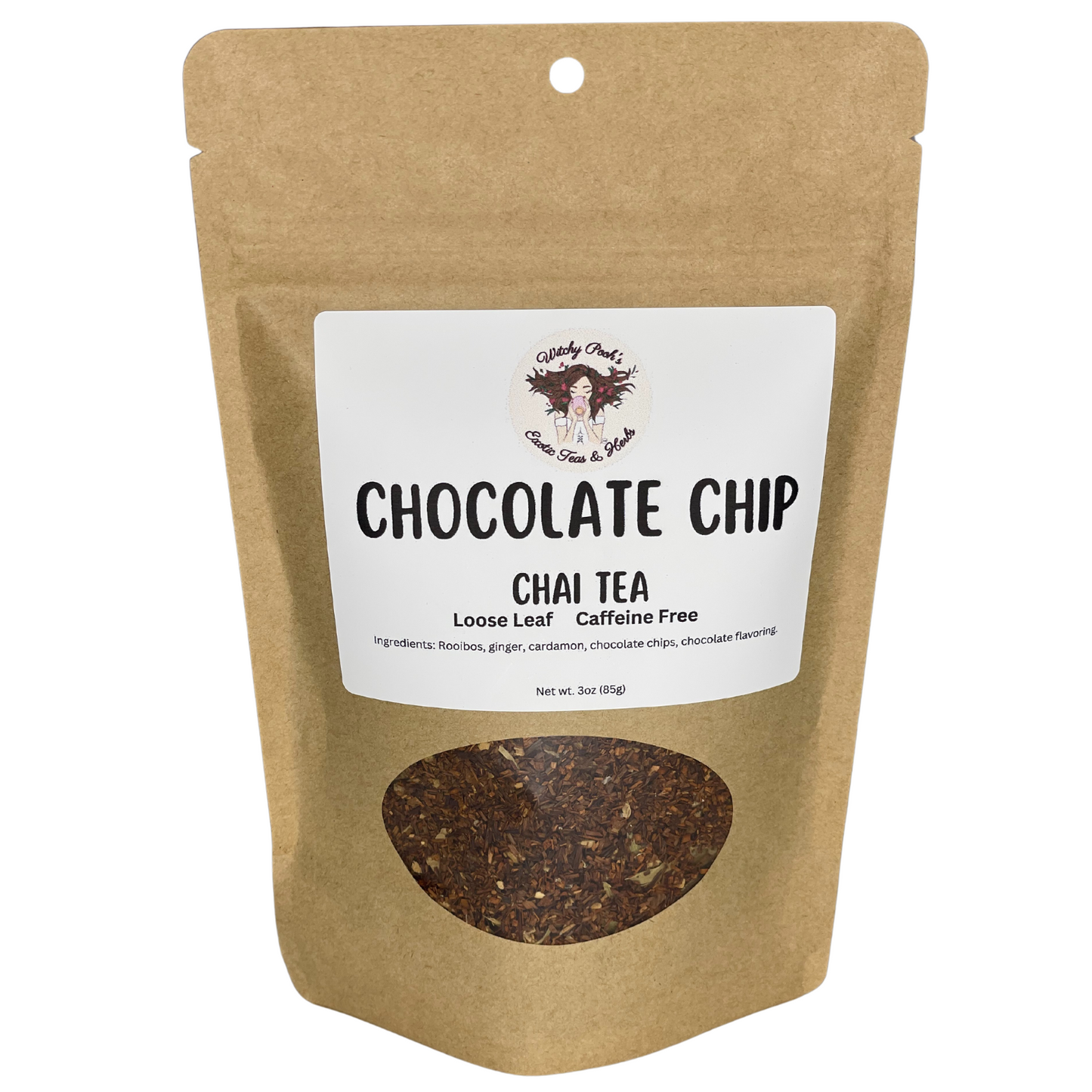 Witchy Pooh's Chocolate Chip Chai Loose Leaf Rooibos Herbal Tea with Real Chocolate Chips!-6