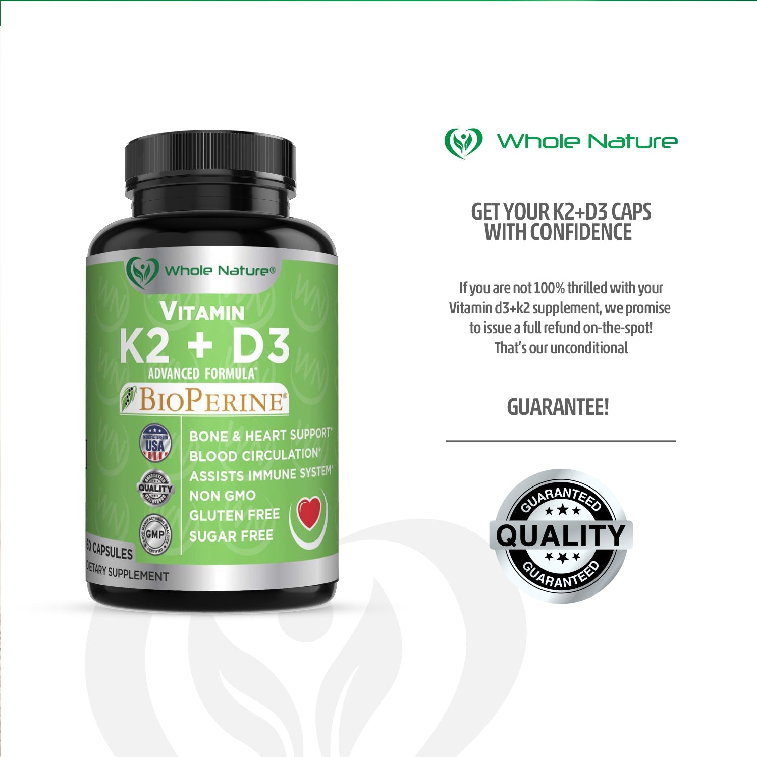 Whole Nature K2 (MK7)+D3 Plus Calcium-7