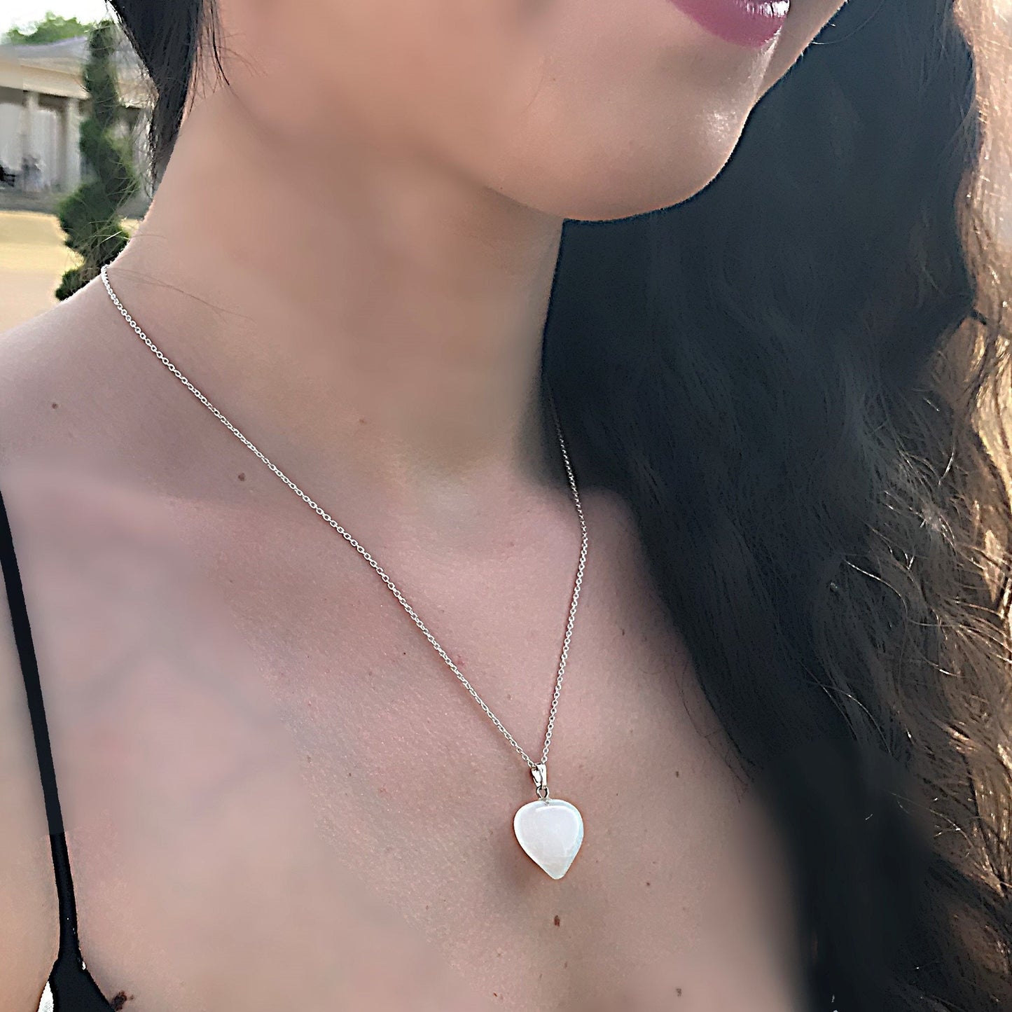 White Quartz Sterling Silver Necklace, Heart Pendant Necklace, Sterling Silver Necklace | by nlanlaVictory-0