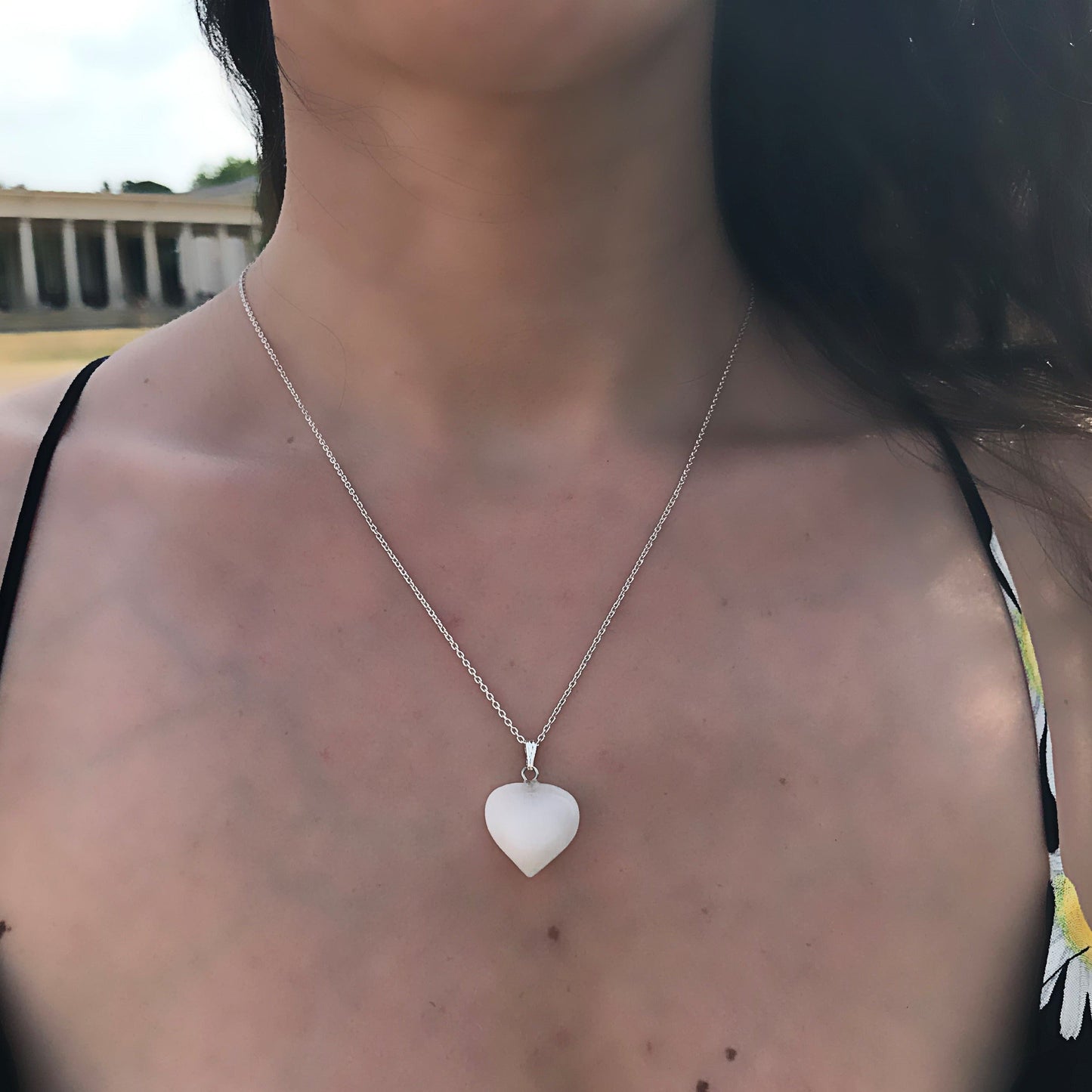 White Quartz Sterling Silver Necklace, Heart Pendant Necklace, Sterling Silver Necklace | by nlanlaVictory-1