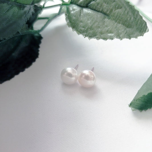White Freshwater Pearl Stud Earrings on Sterling Silver or 9k Yellow Gold, Sterling silver earrings, Bridal jewelry | by nlanlaVictory-0