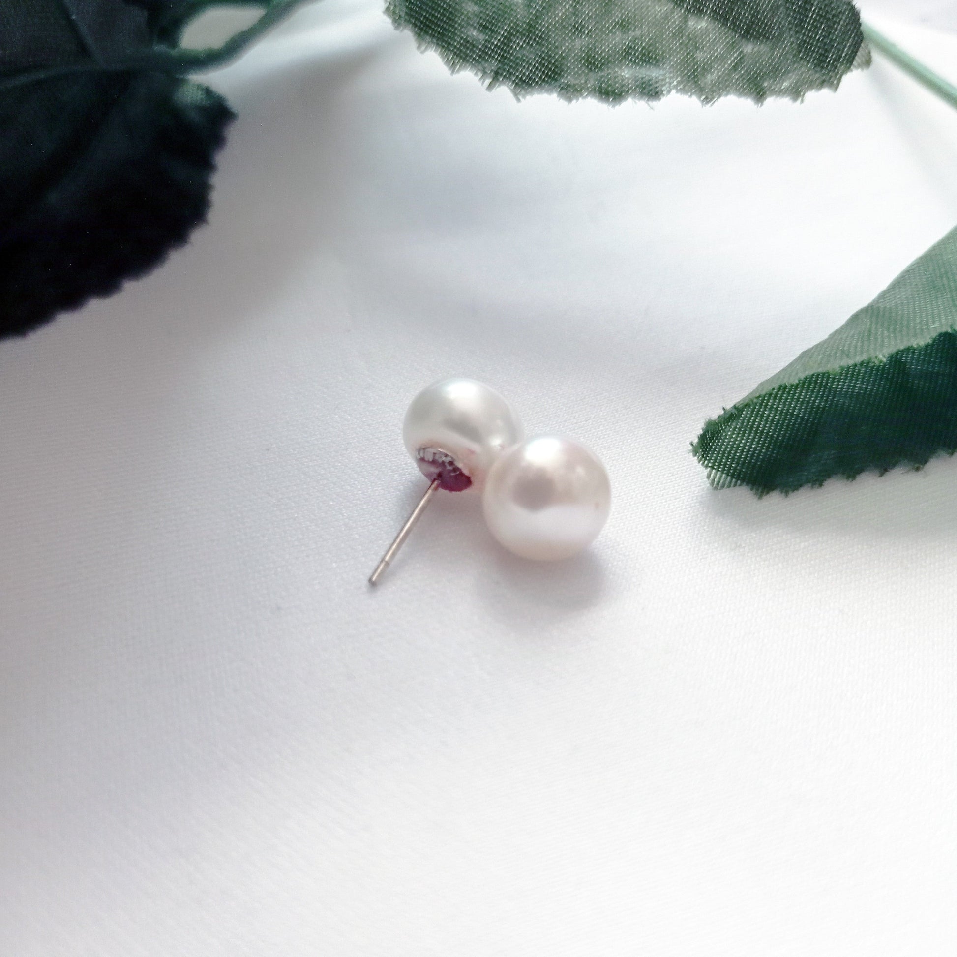 White Freshwater Pearl Stud Earrings on Sterling Silver or 9k Yellow Gold, Sterling silver earrings, Bridal jewelry | by nlanlaVictory-1