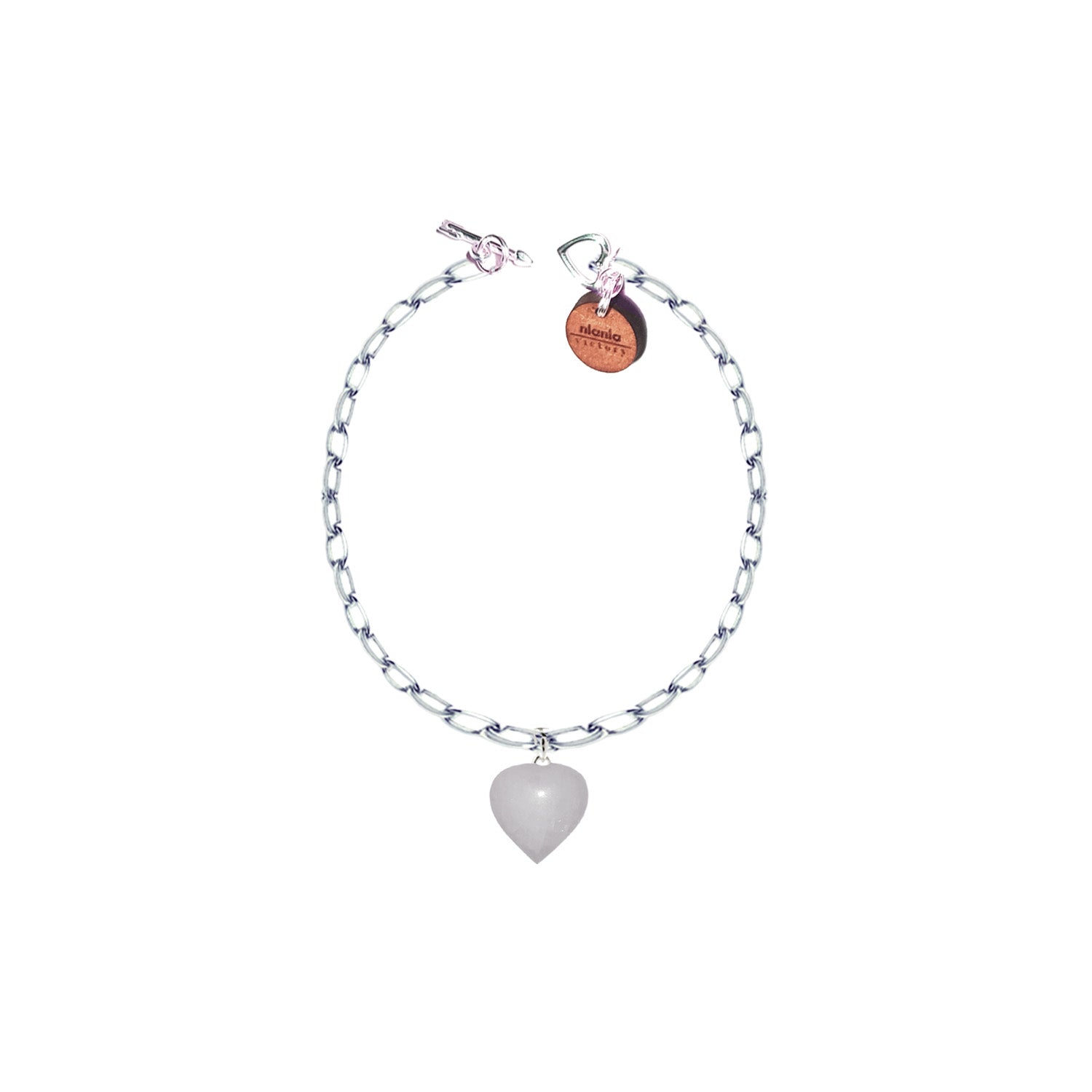 White Quartz Bracelet, Sterling Silver Heart Bracelet, Heart Charm Bracelet | by nlanlaVictory-0