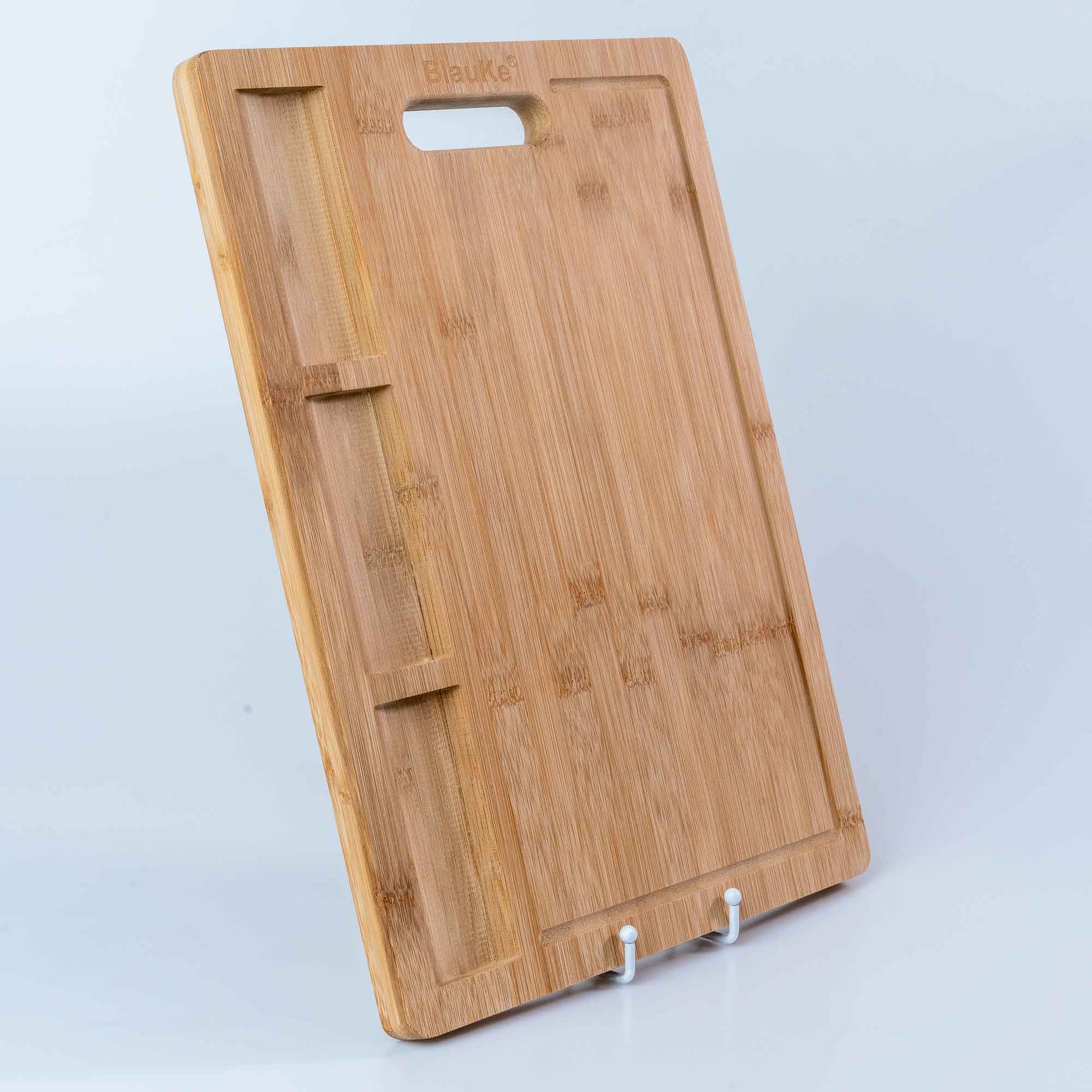 Extra Large Bamboo Cutting Board - 17x12.5 inch Wood Cutting Board for Meat, Cheese, Veggies - Wood Serving Tray with Juice Groove and 3 Compartments-10