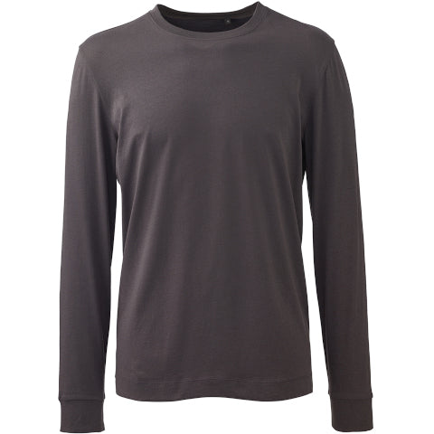 Anthem Men's Long Sleeved Organic/Vegan T-shirt - Charcoal-0