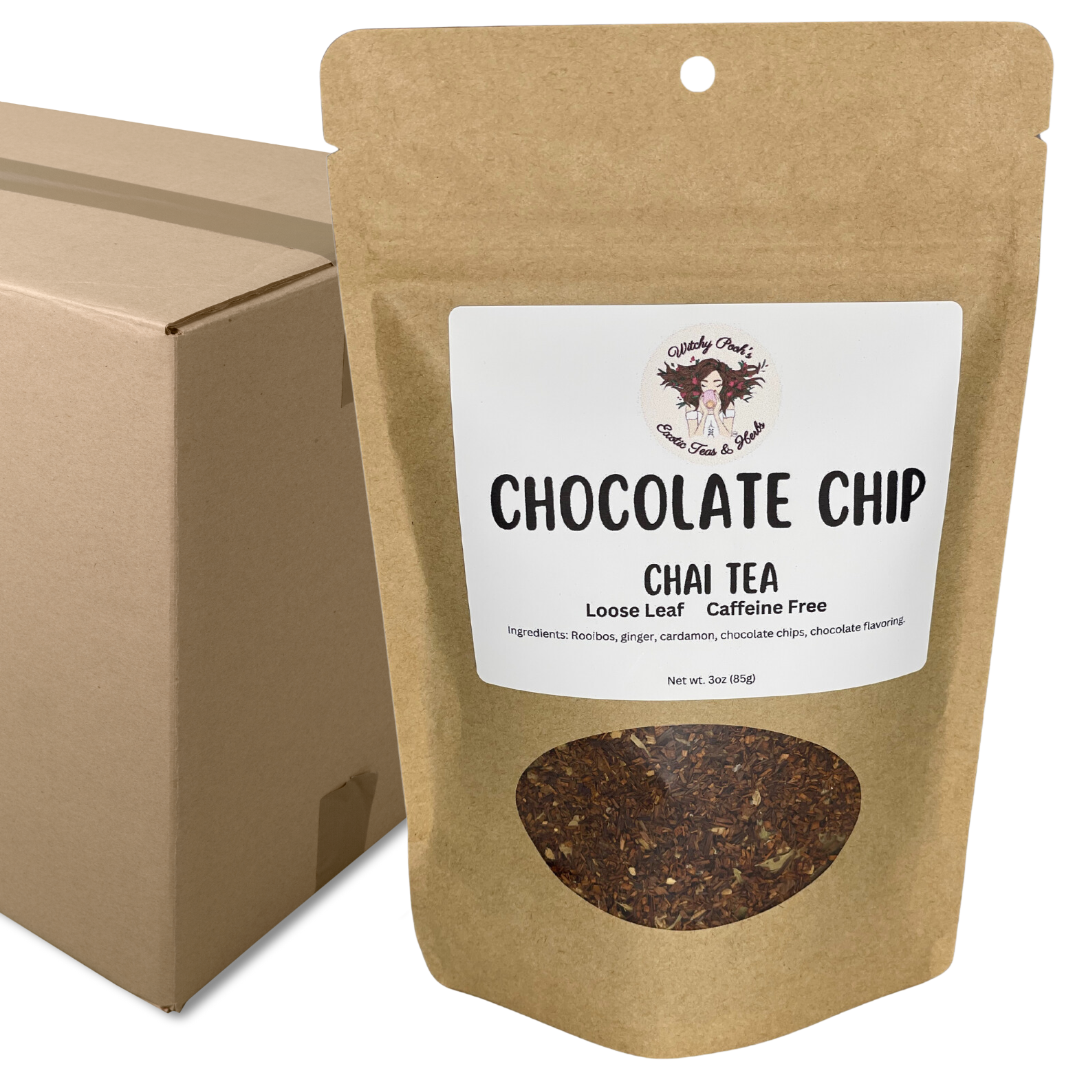 Witchy Pooh's Chocolate Chip Chai Loose Leaf Rooibos Herbal Tea with Real Chocolate Chips!-19