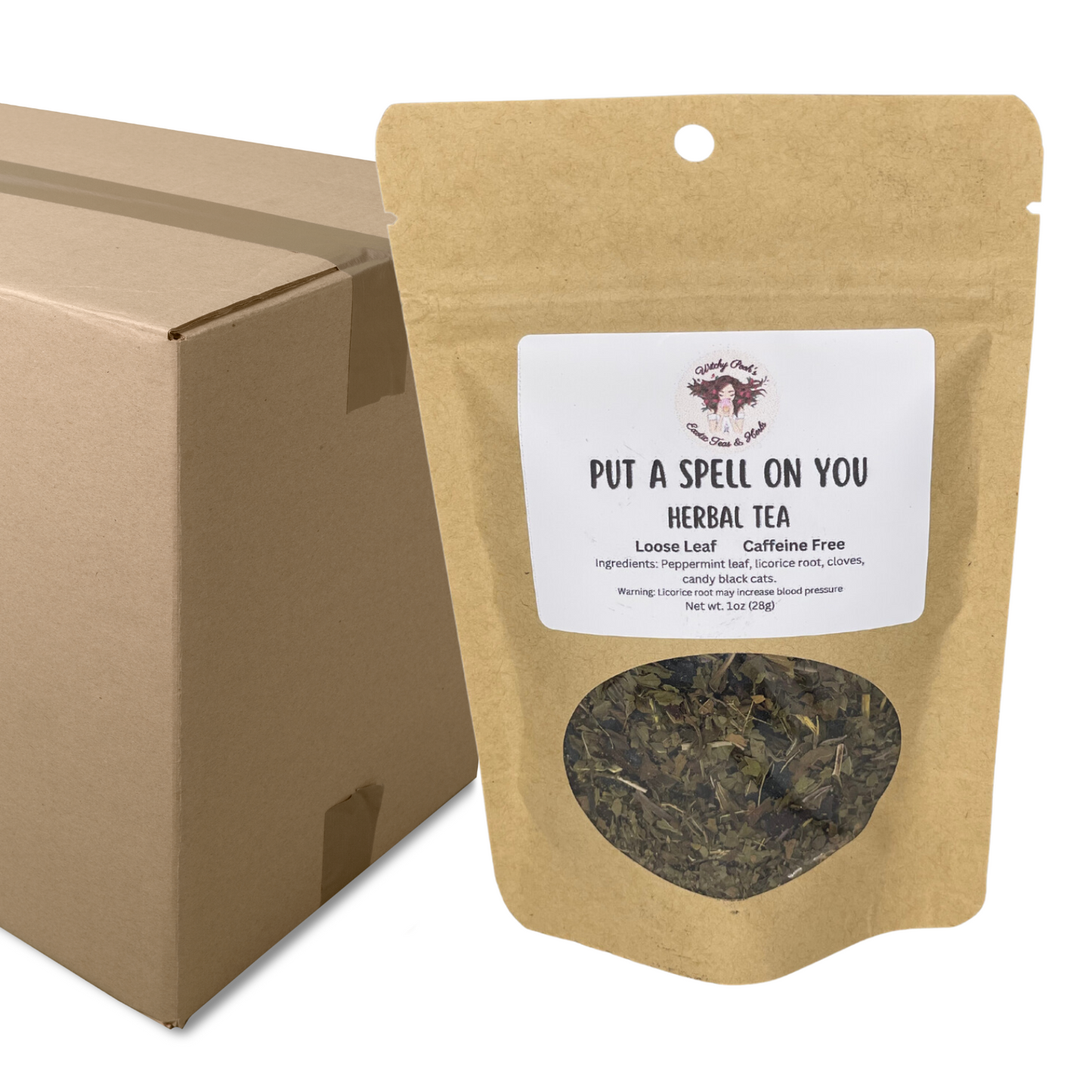 Witchy Pooh's Put A Spell On You Loose Leaf Licorice Peppermint Herbal Tea with Candy Black Cats, Caffeine Free-23