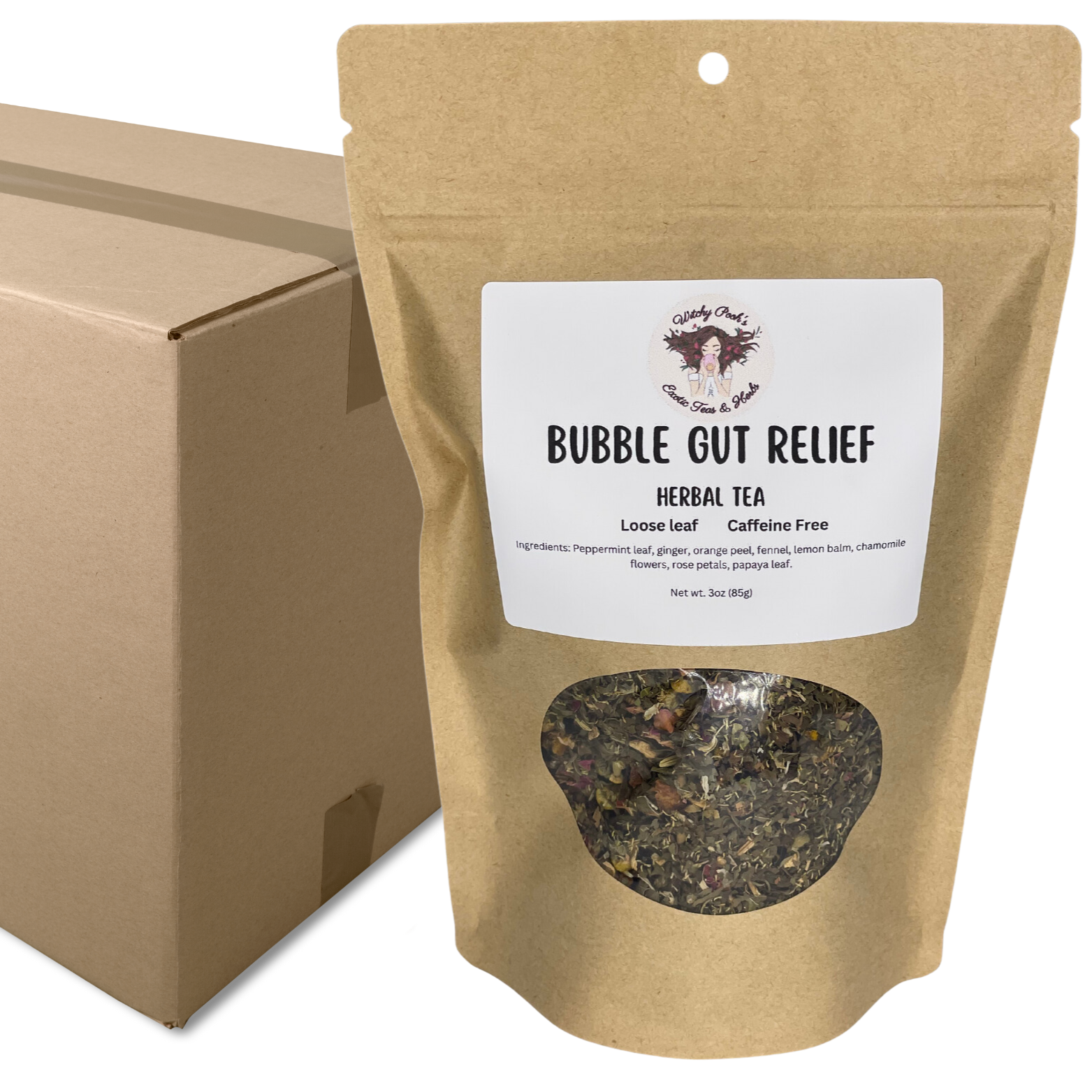 Witchy Pooh's Bubble Gut Relief Loose Leaf Herbal Functional Tea, Caffeine Free, For Digestive Issues-19