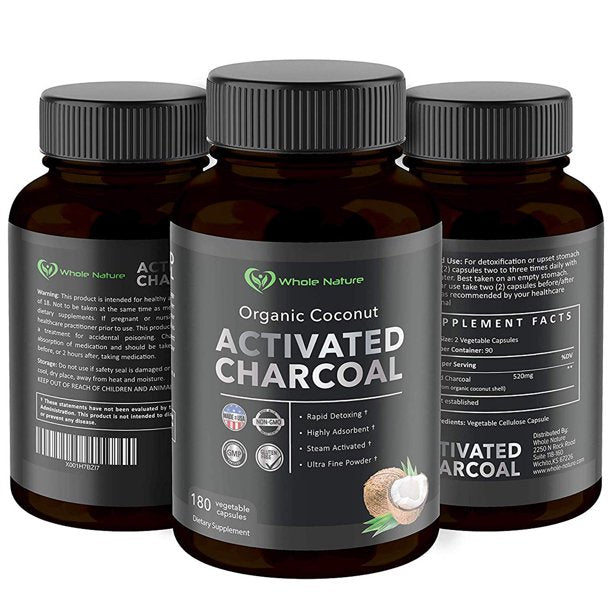 Whole Nature Organic Coconut Activated Charcoal Capsules,-2