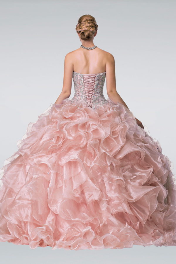 Beads Embellished Ruffled Organza Quinceanera Dress-1