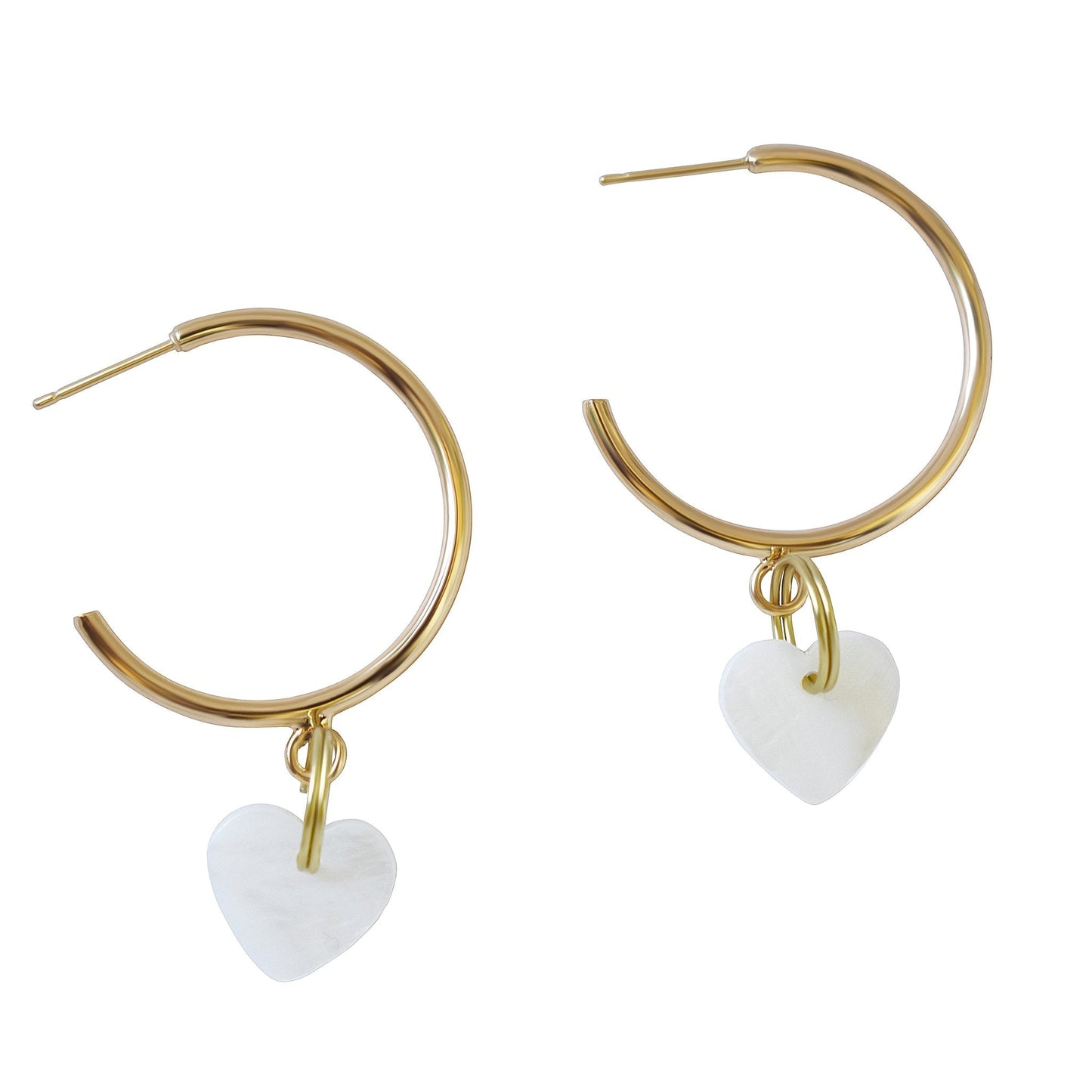 Gold Heart Large Hoop freshwater pearl earrings-1