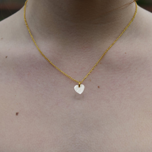 Minimalist white shell heart pendant necklace | by Ifemi Jewels-0