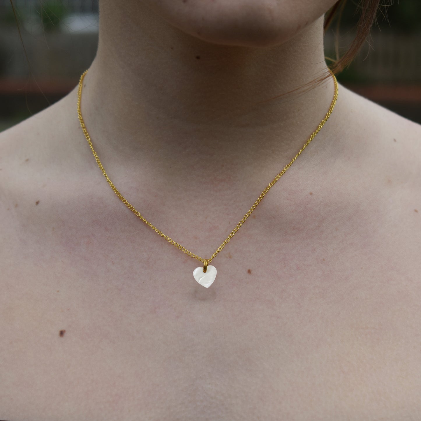 Minimalist white shell heart pendant necklace | by Ifemi Jewels-1