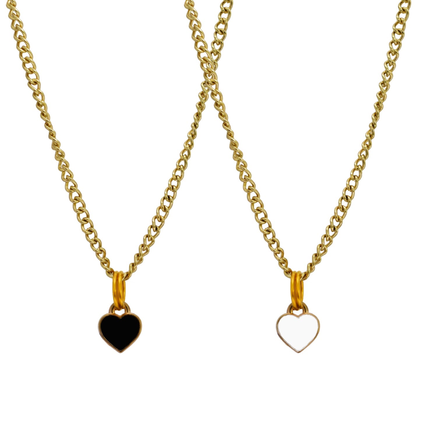 Black heart enamel minimalist huggie necklace | by Ifemi Jewels-2