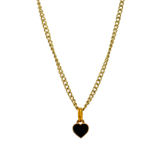Black heart enamel minimalist huggie necklace | by Ifemi Jewels-0
