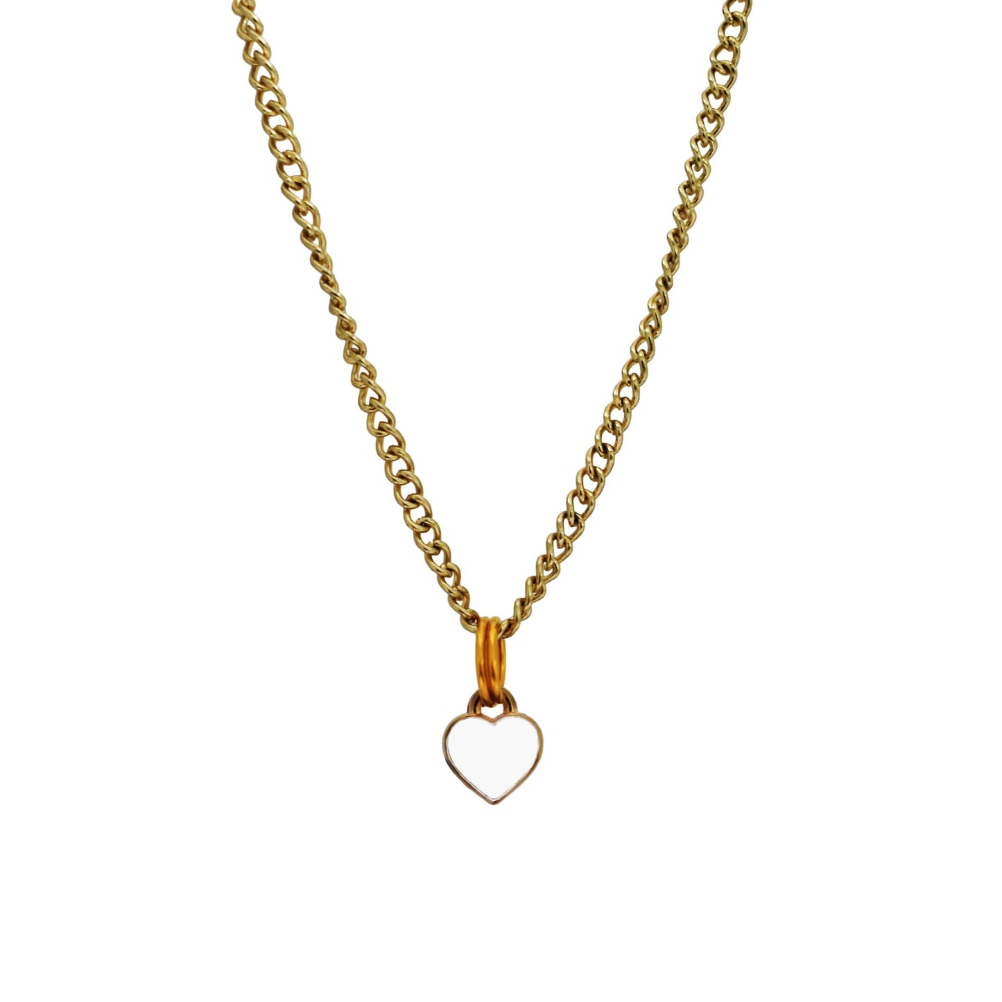 White heart enamel minimalist huggie necklace | by Ifemi Jewels-0