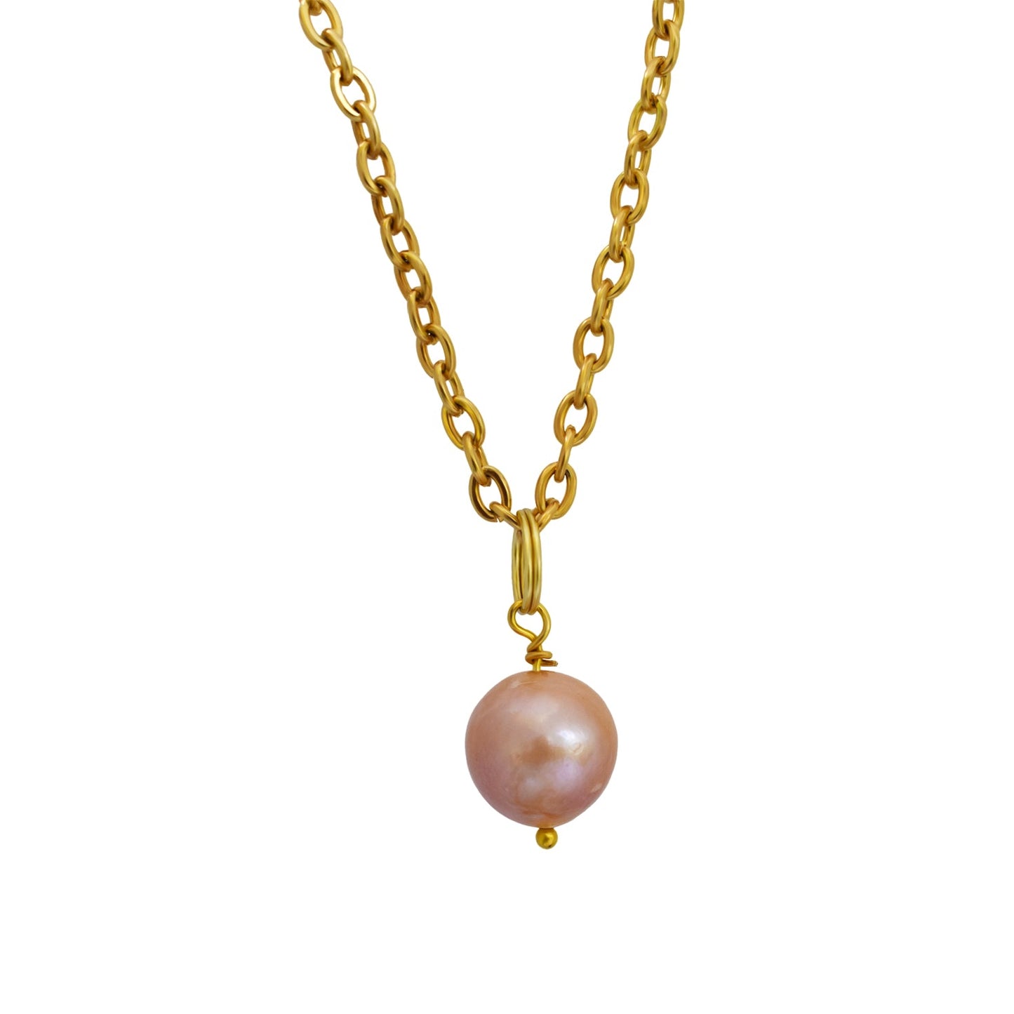 Pink freshwater pearl pendant necklace | by Ifemi Jewels-0