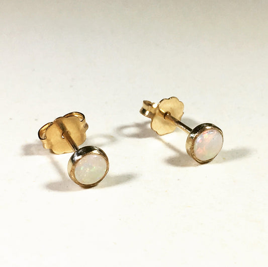 Rainbow Opal Stud Earrings - Opal Birthstone Earrings-0