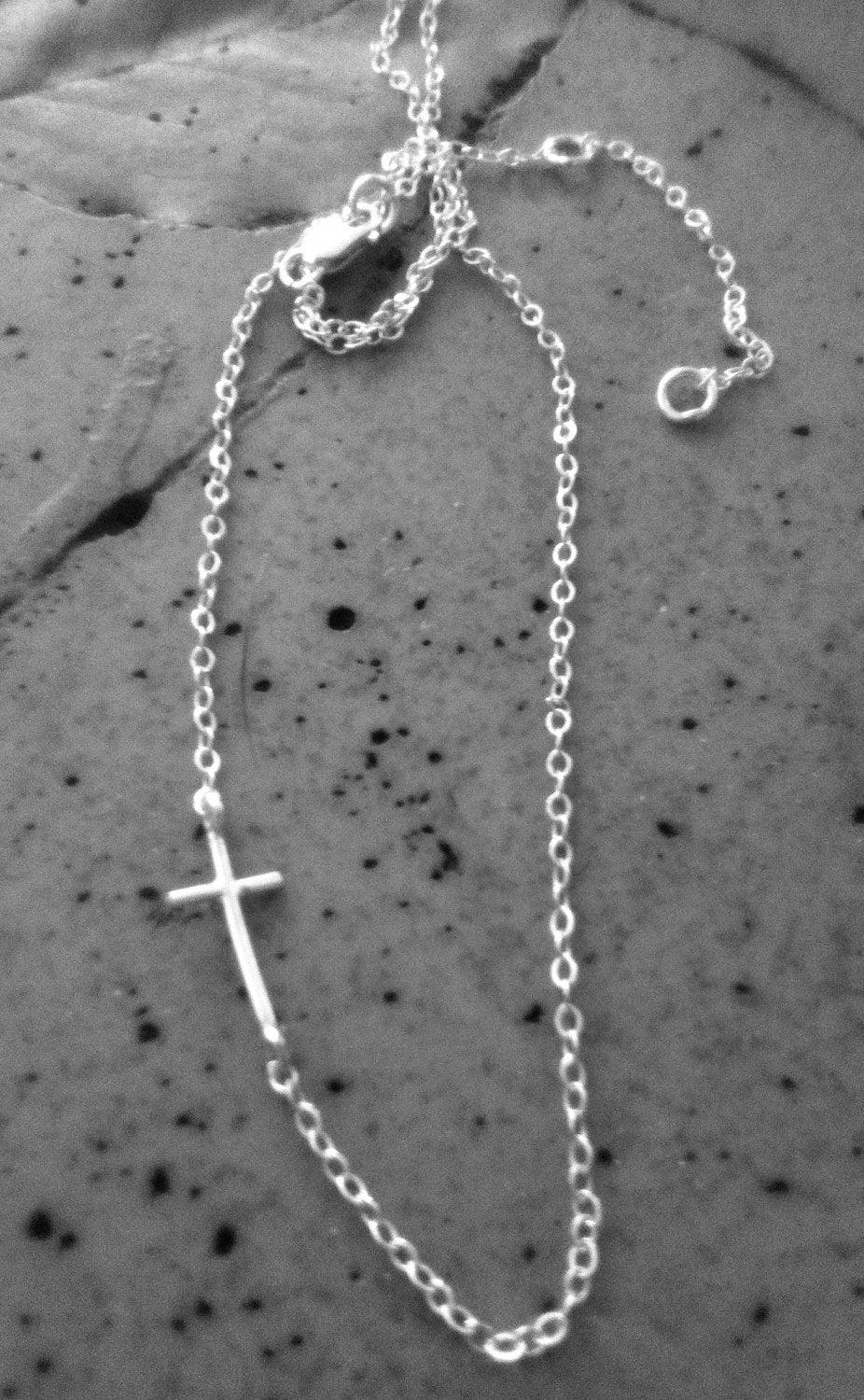 Mini Sideways Cross Necklace-0