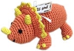 Knit Knacks Organic Cotton Pet, Dog & Cat Toy, "Bop The Triceratops"-0