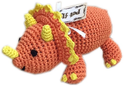 Knit Knacks Organic Cotton Pet, Dog Toys (Choose from: Pig, Fox, Owl, Guinea Pig or Triceratops)-2