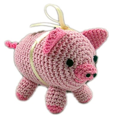 Knit Knacks Organic Cotton Pet, Dog Toys (Choose from: Pig, Fox, Owl, Guinea Pig or Triceratops)-4