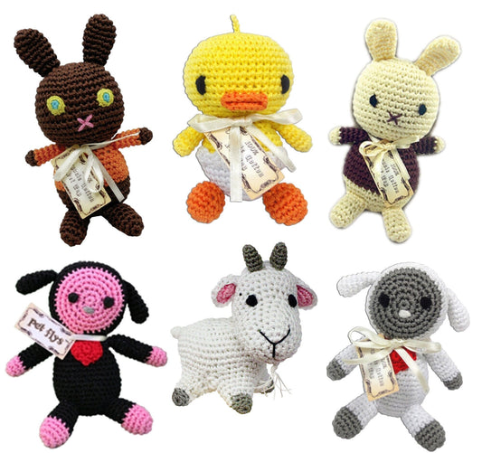 Knit Knacks Organic Cotton Pet & Dog Toys, "Easter Group" (Choose from: Choco Bunny, Foo Foo Bunny, Baby Duck, 2 Different Lambs, or Goat)-0