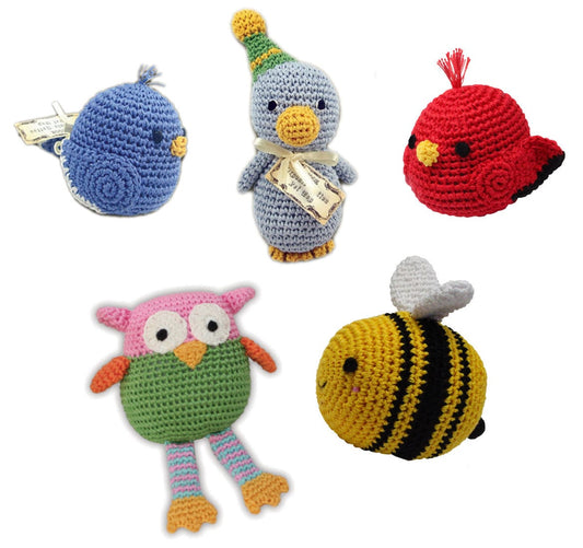 Knit Knacks Organic Cotton Pet and Dog Toys, "Birds & A Bee Group" (Choose from 5 Different Options)-0