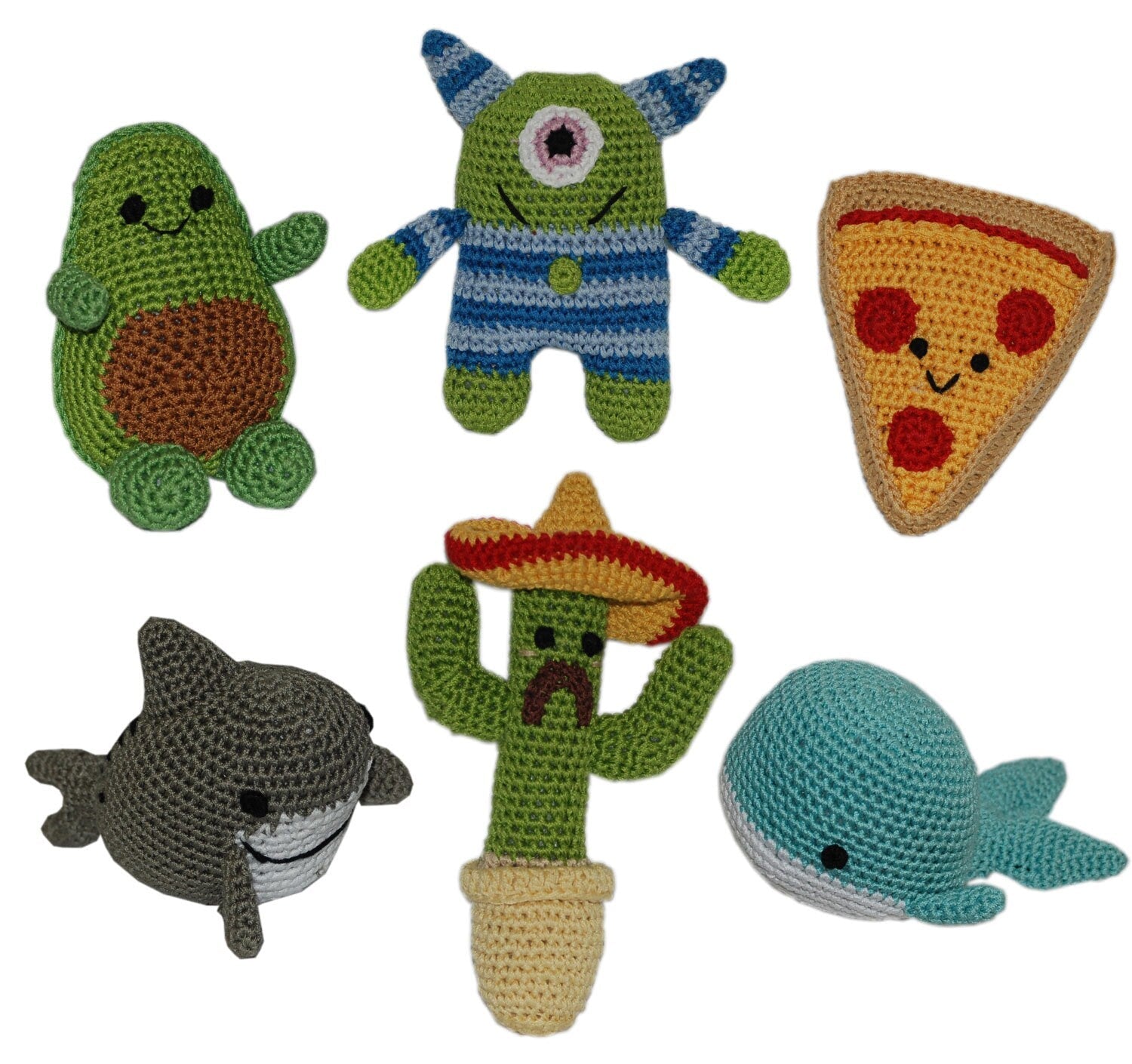 Knit Knacks Organic Cotton Pet & Dog Toys, (Choose from: Pizza, Avocado, Monster, Shark, Whale or Cactus)-0
