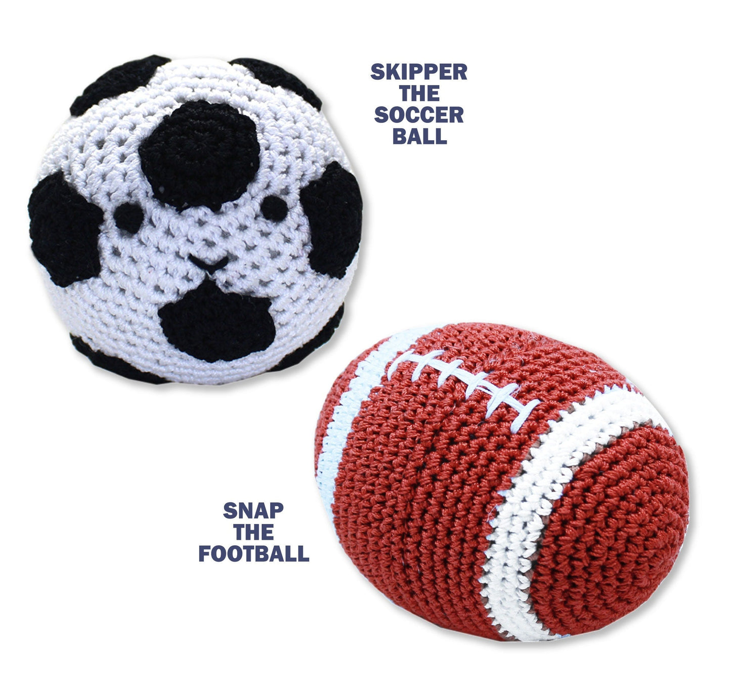 Knit Knacks Organic Cotton Pet & Dog Toys, "Sports Group" (Choose from Soccer or Football)-1