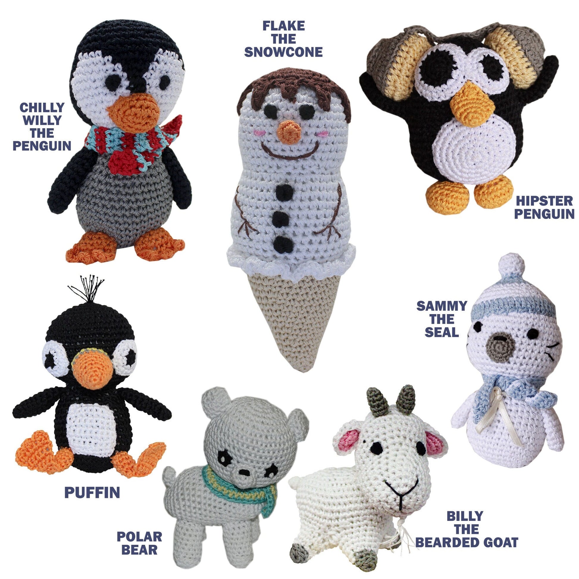 Knit Knacks Organic Cotton Pet & Dog Toys, "Winter Friends Group" (Choose from 7 options!)-1