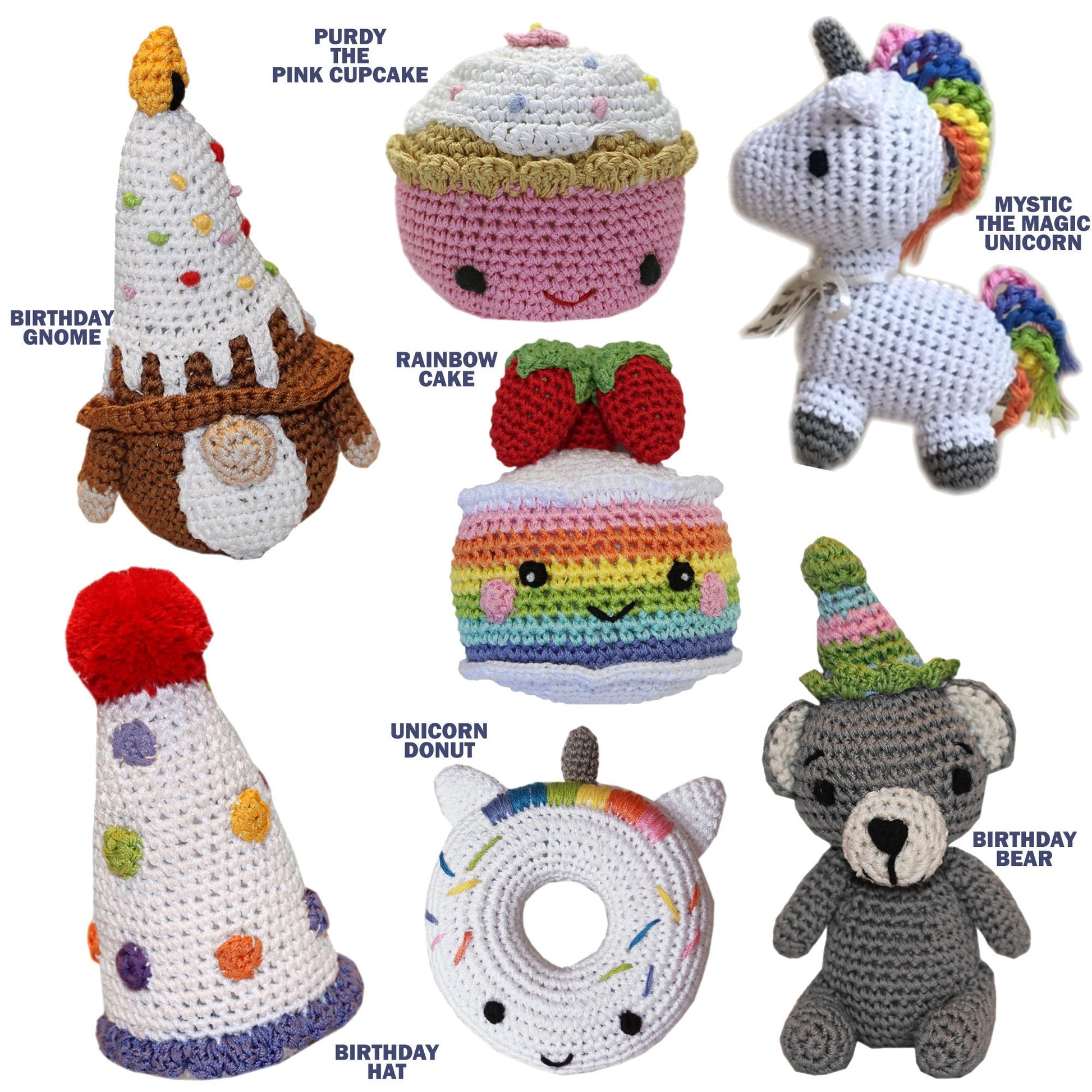 Knit Knacks Organic Cotton Pet & Dog Toys, "Happy Birthday Group" (Choose from 7 different options!)-1