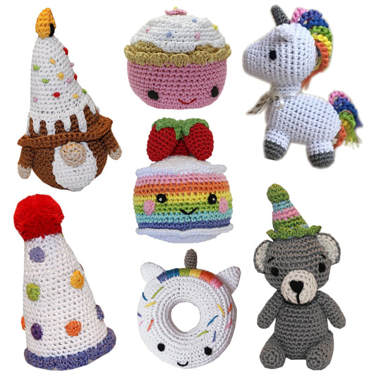 Knit Knacks Organic Cotton Pet & Dog Toys, "Happy Birthday Group" (Choose from 7 different options!)-0