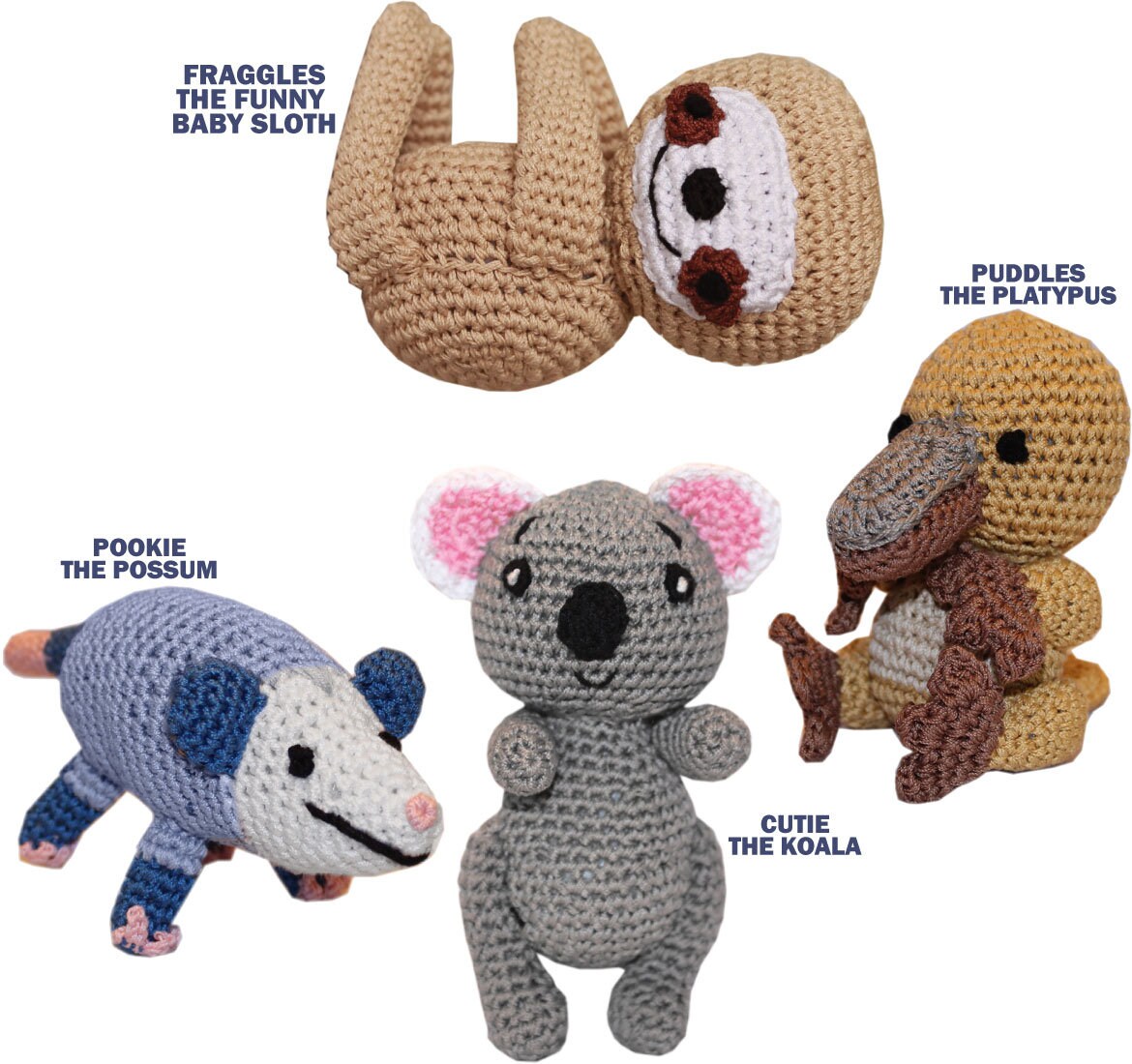 Knit Knacks Organic Cotton Pet & Dog Toys, "Aussie Friends Group" (Choose from 4 different options!)-1